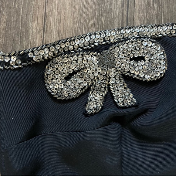 Women’s Strapless Bandana Embellish Sequin Trim Black Corset Top Party Fitted L - Picture 3 of 12